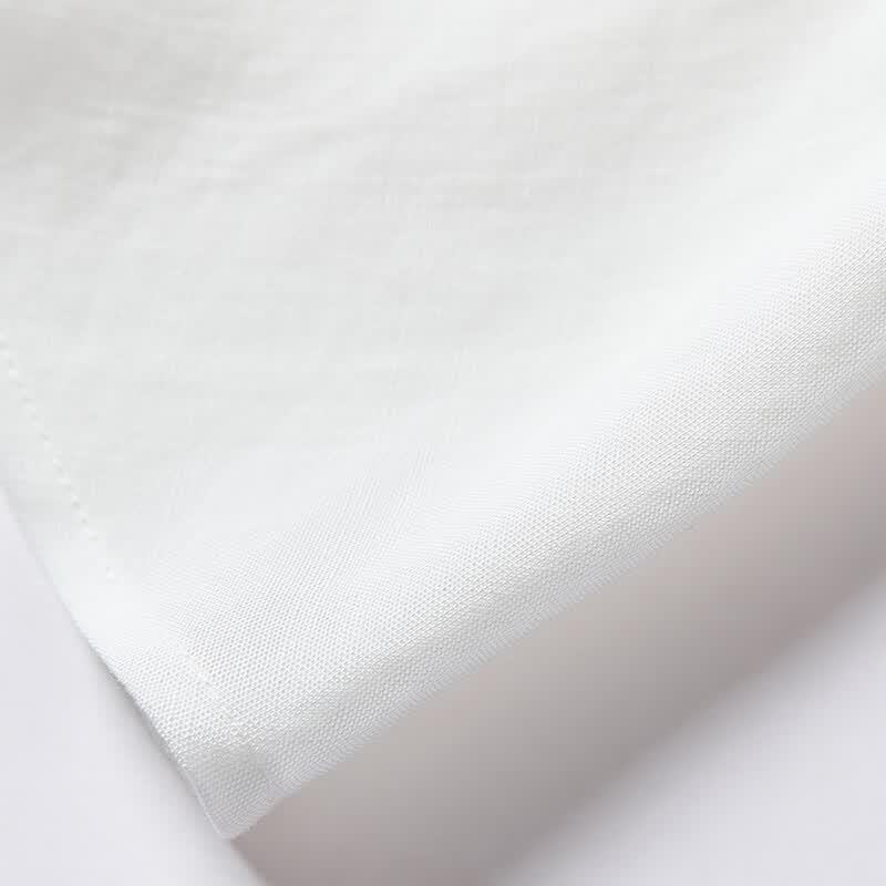 Women's French Style Lyocell Short-Sleeve White Blouse with Scarf Tie
