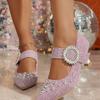 New Pointed Sandals Women's Summer New Fashion Outer Wear Hollow Word with Breathable Versatile Hot Diamond Cloth Surface