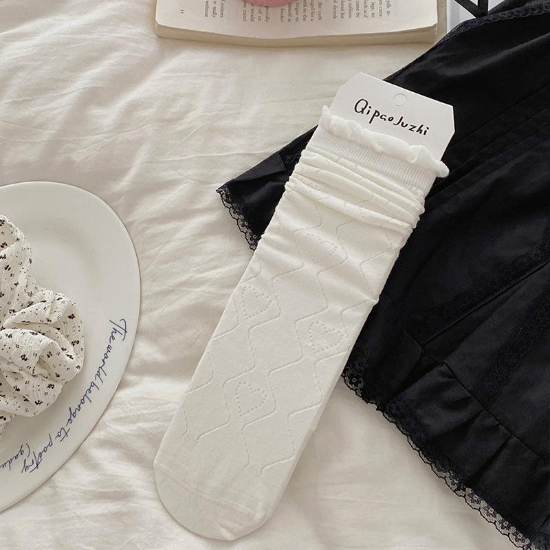 Summer Thin White Extremely Anti-Boneless Mesh Medium Tube Socks Children'S Lace Versatile Girls Pile Small White Socks