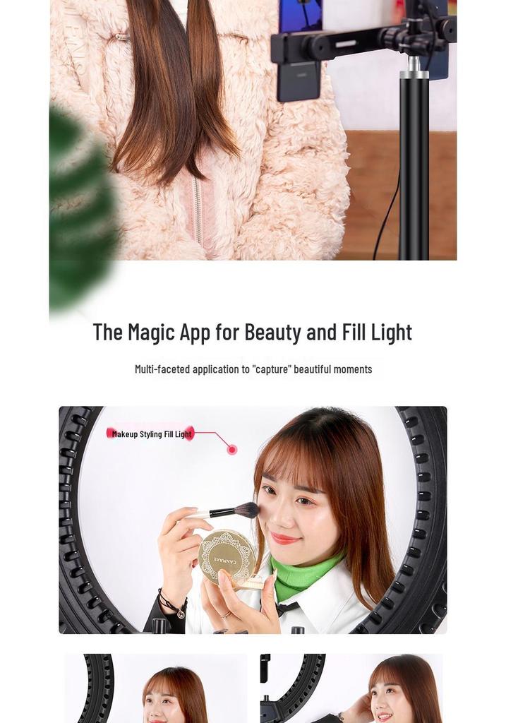Adjustable Portable Tripod Stand with Fill Light for Live Streaming