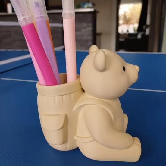 Bear Pencil Holder, Cute Little Bear Pen Cup for Desk, Large Capacity Stationery Organizer for Office School