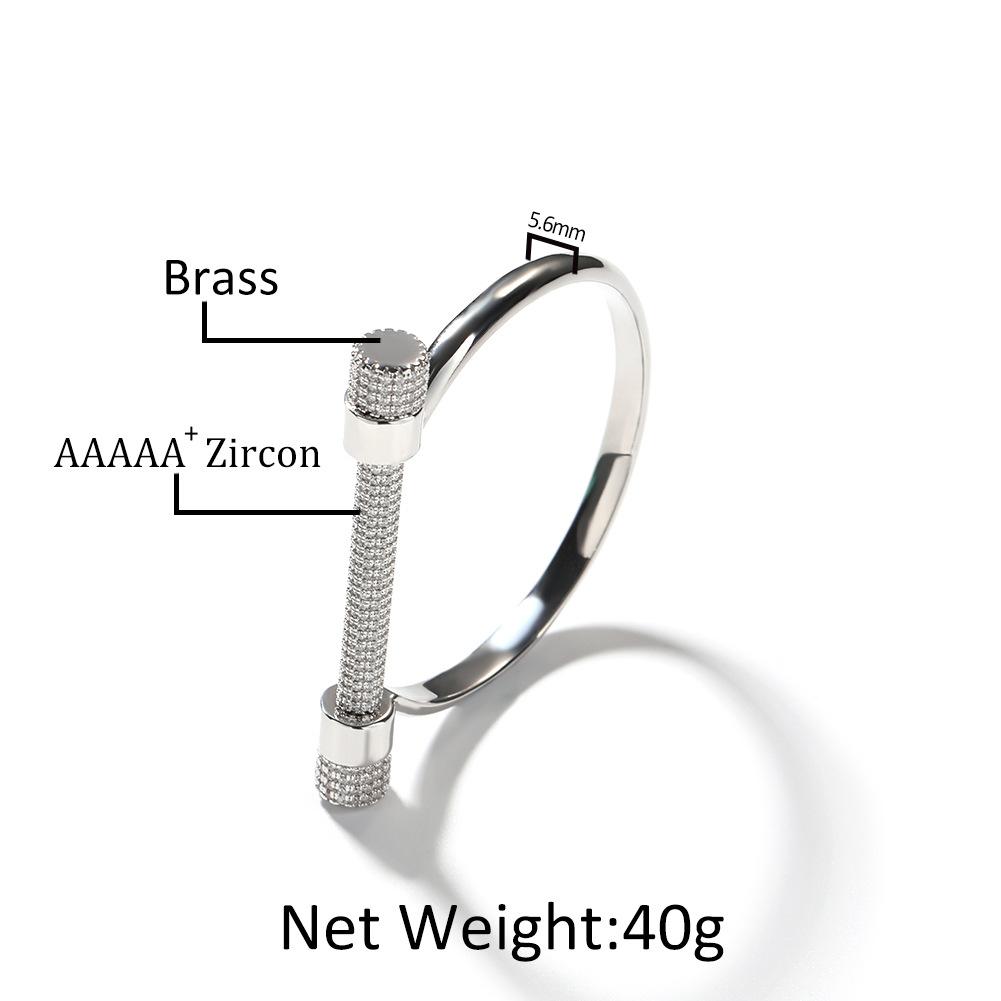 Copper inlaid zircon full diamond bracelet personalized creative horseshoe bracelet hip hop trend