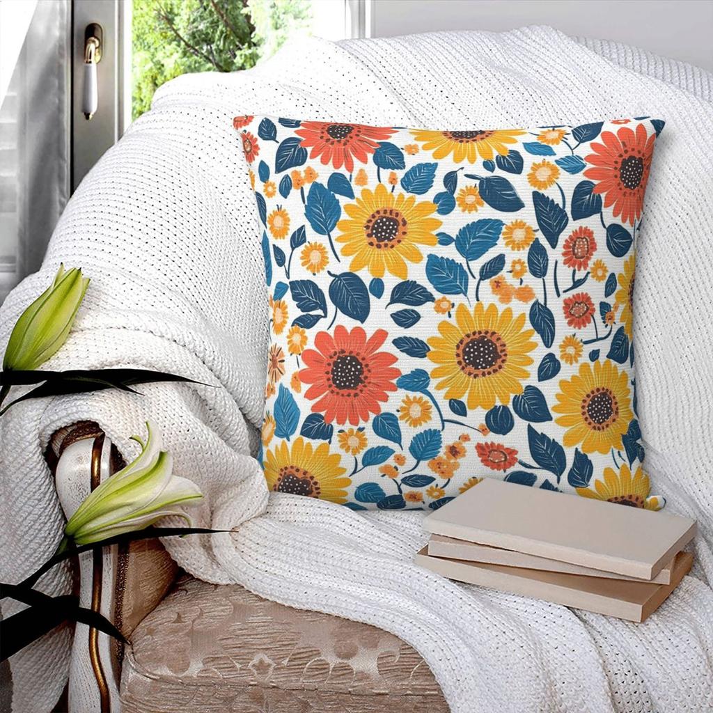 Sunflower Flower Florals Square Pillowcase Cushion Cover Pillow Case Throw Pillow Cover for Home Sofa Living Room