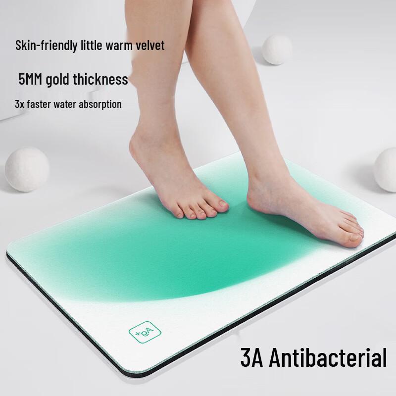 FOOJO 3A Antibacterial Quick-Dry Non-Slip Bath Mat 60cm x 40cm