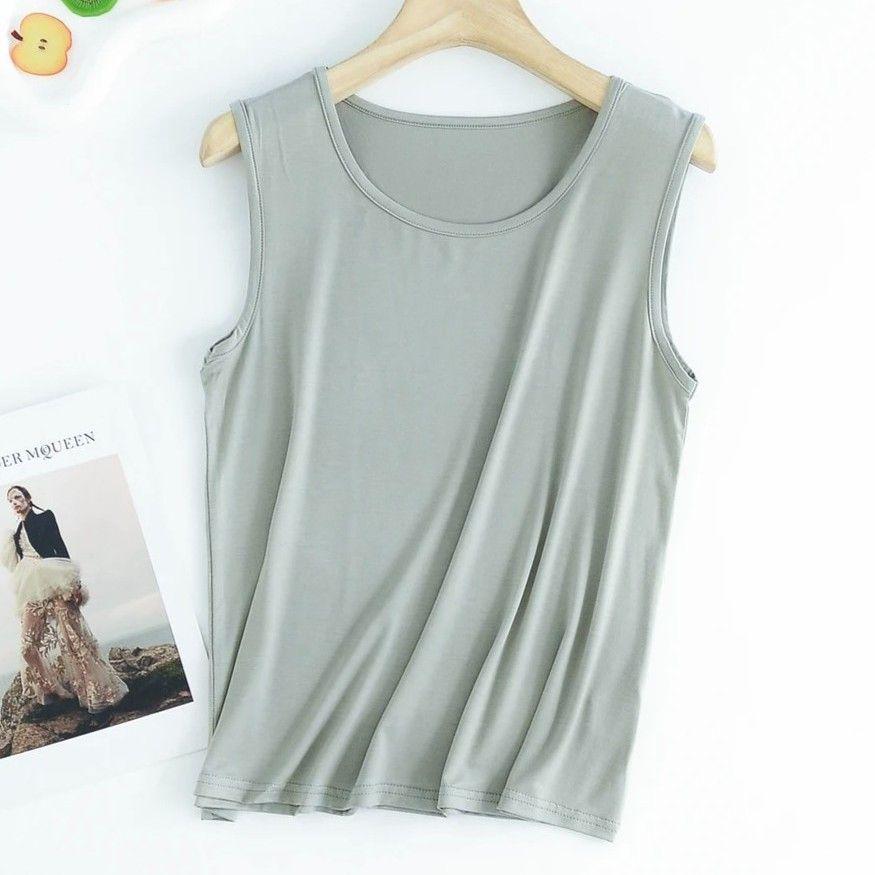 Women s Plus Size Mint Sleeveless Modal Vest – Round Neck Summer Base Layer 3XL 60-70kg