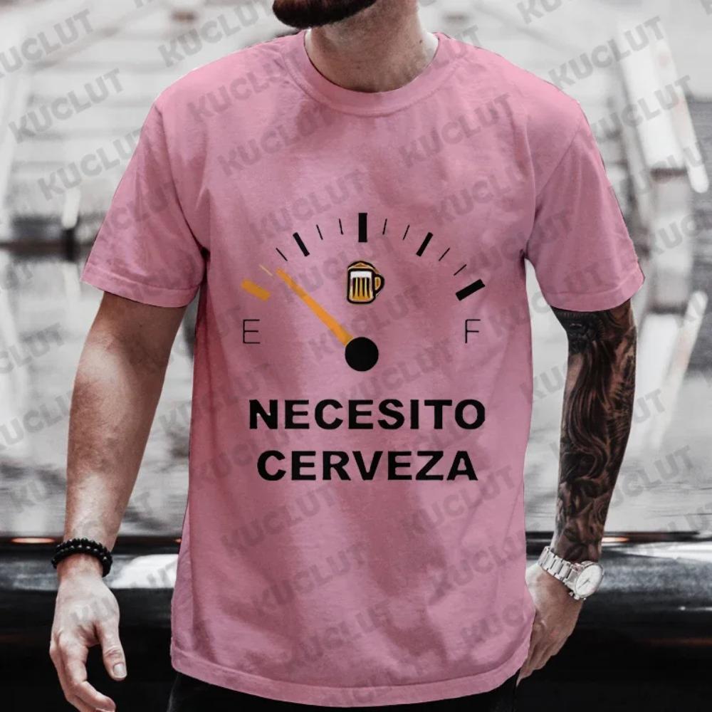 Skjorter for menn NECESITO CERVEZA Trykk T-skjorter Herre T-skjorter Ølfest T-skjorte Kort ermet O-hals Tee Topp Klær for sommeren