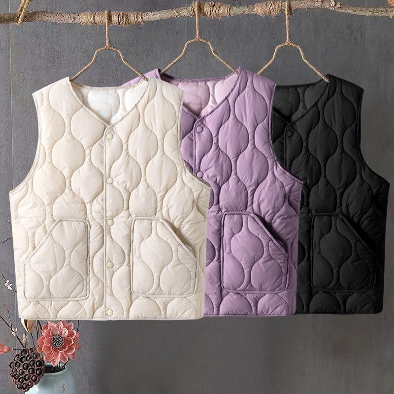 Leichte Herbst-Winter-Weste in Übergröße für Damen - Warmer, lockerer ärmelloser Cardigan für die mittlere und ältere Generation
