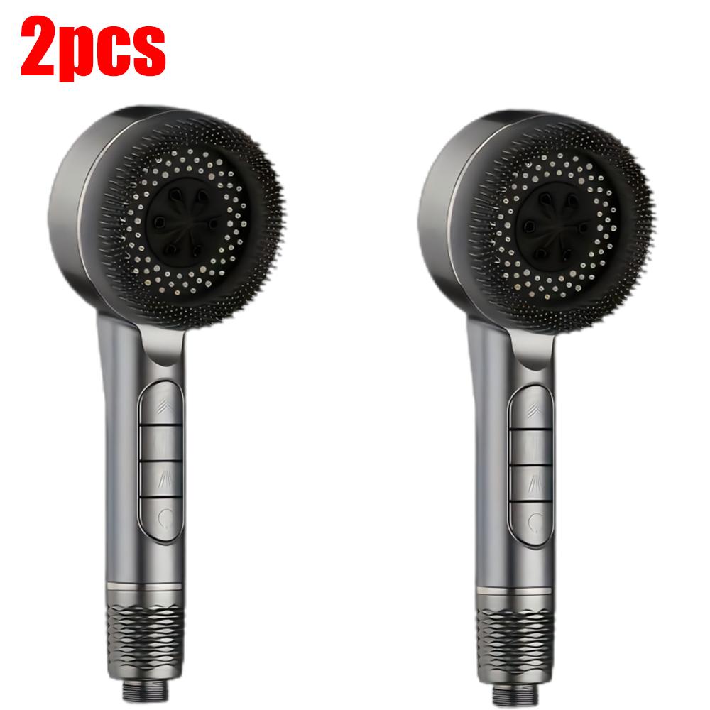 4 Modes Massage Brush Shower Head Large Flow High Pressure Water Saving Handheld Showerhead One-Key Stop Water Shower Nozzle