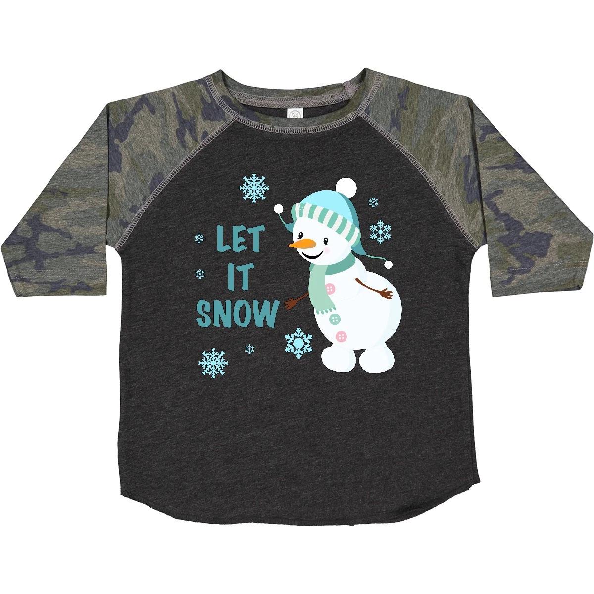 Inktastic Let It Snow Snowman Toddler T-Shirt Christmas Snowflake Scarf Cute Kid 130