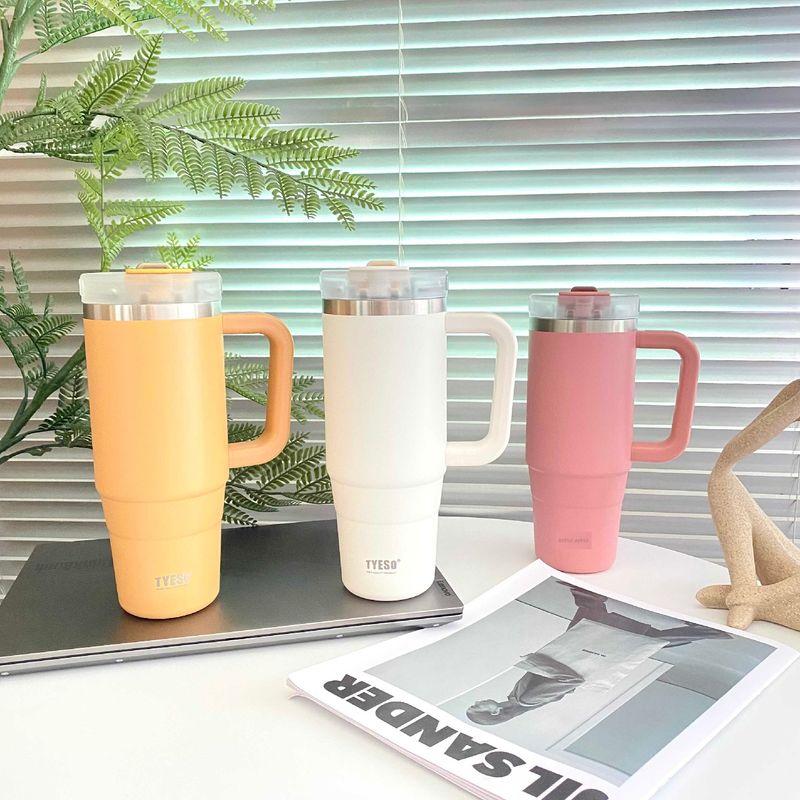 Tyeso Giant Insulated Straw Cup for Office, Home, and Car Use, Stainless Steel Large Capacity Insulated Cup