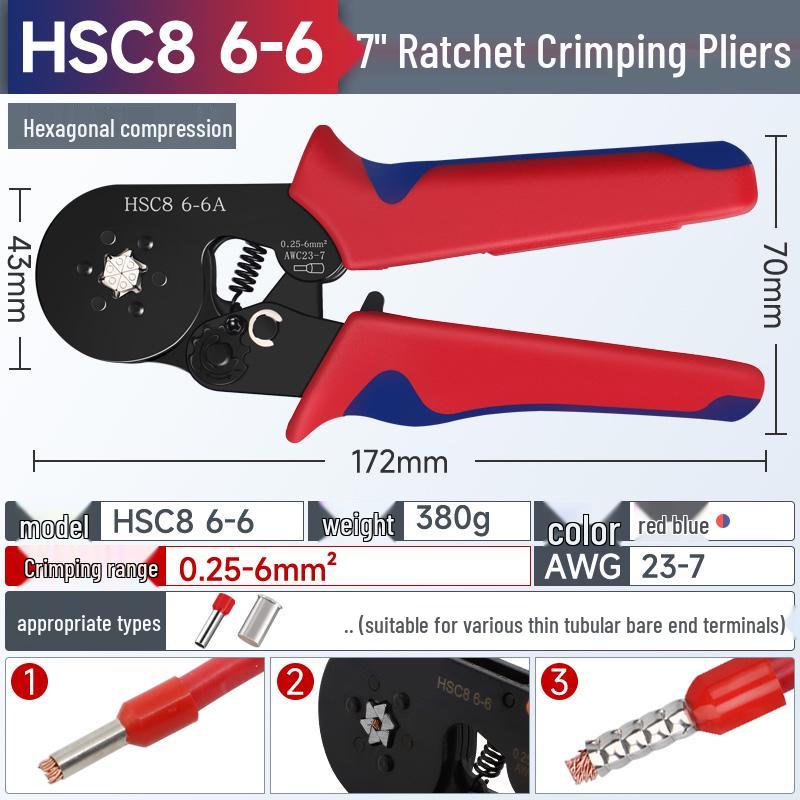 European Pin-Type Pre-Insulated Copper Ferrule Wire Connectors with Crimping Pliers