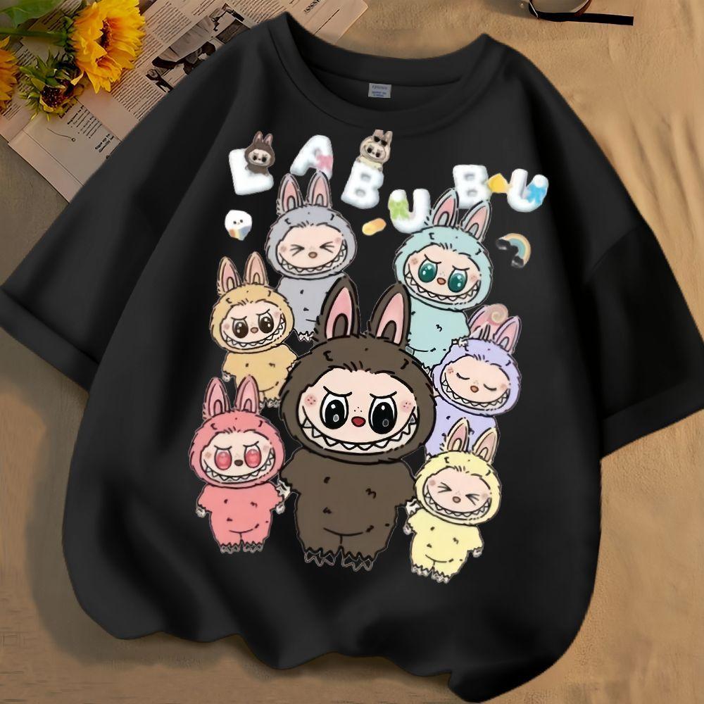 Cartoon Anime LABUBU 3D Print Kids T-Shirt Summer Short Sleeve Tee Girl Boy Shirt Casual Tops