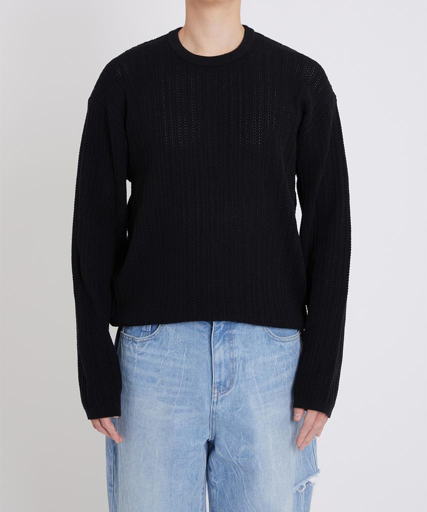 WMC Scallop Mesh Round Knit_Black