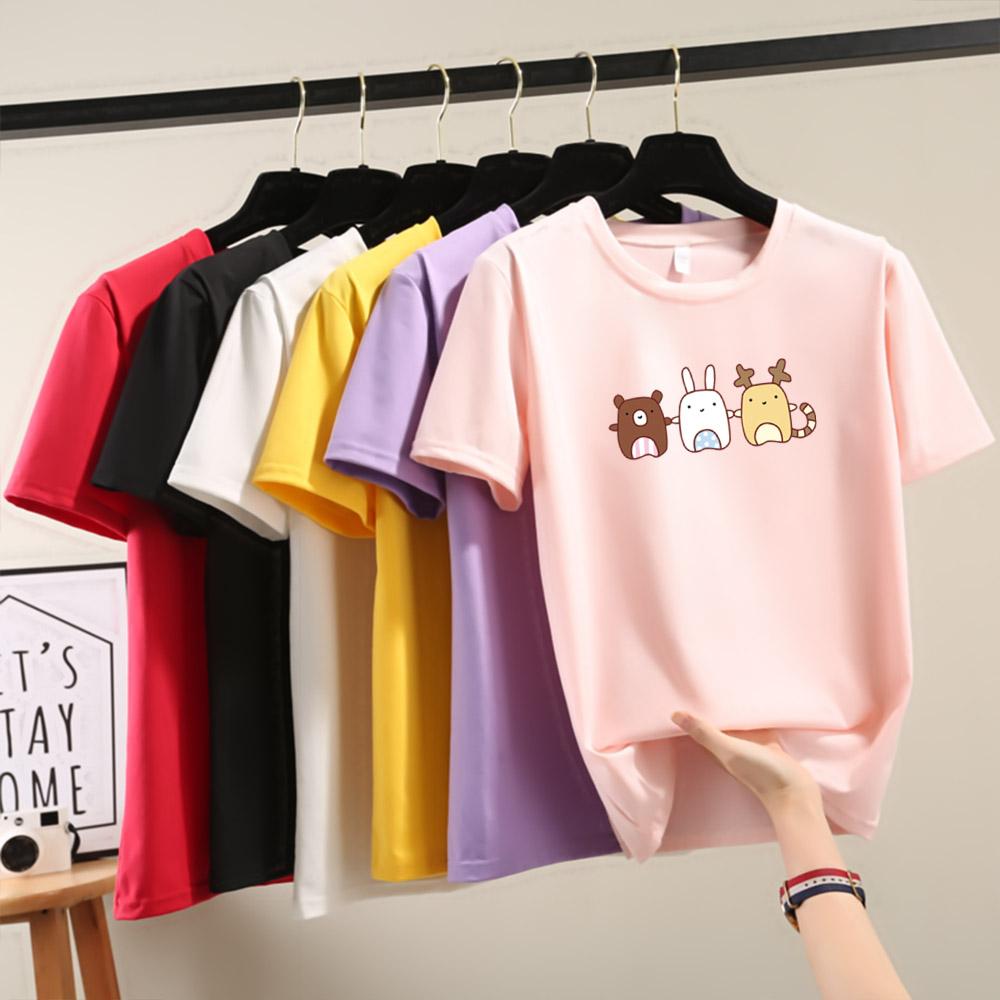 Harajuku Cute Cartoon Print Short Sleeve T-shirts for Women 2025 Summer Casual Loose Student T Shirt Young Girl Y2k Tops