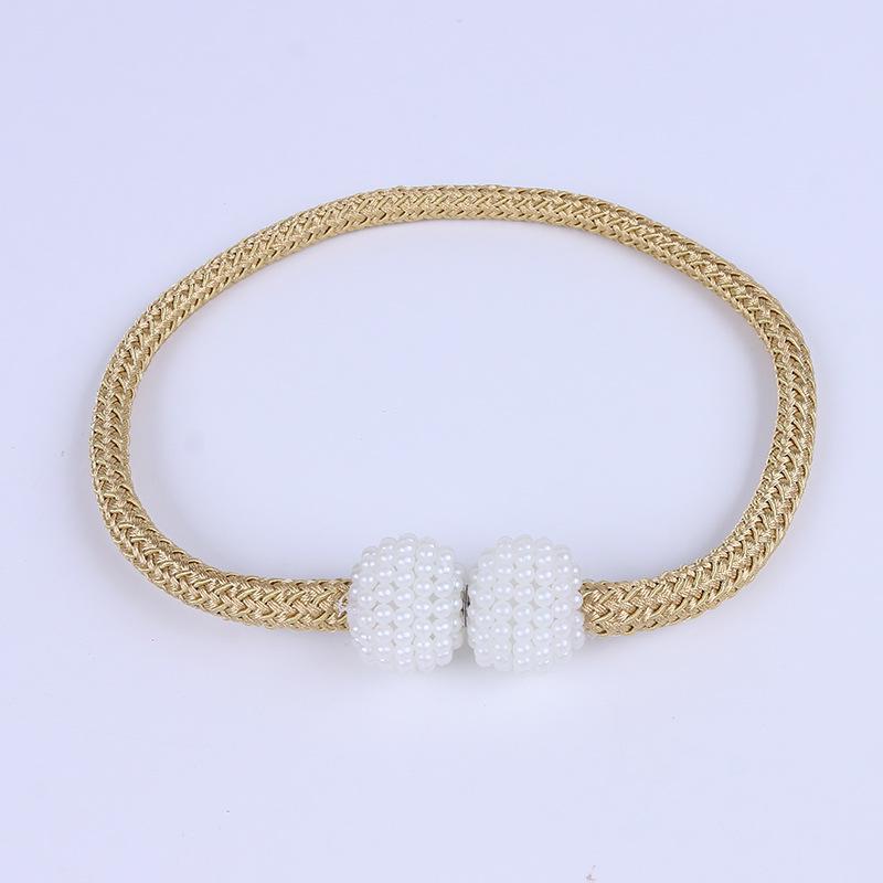 No-Drill Small Pearl Magnetic Curtain Tiebacks Rope Buckle Straps