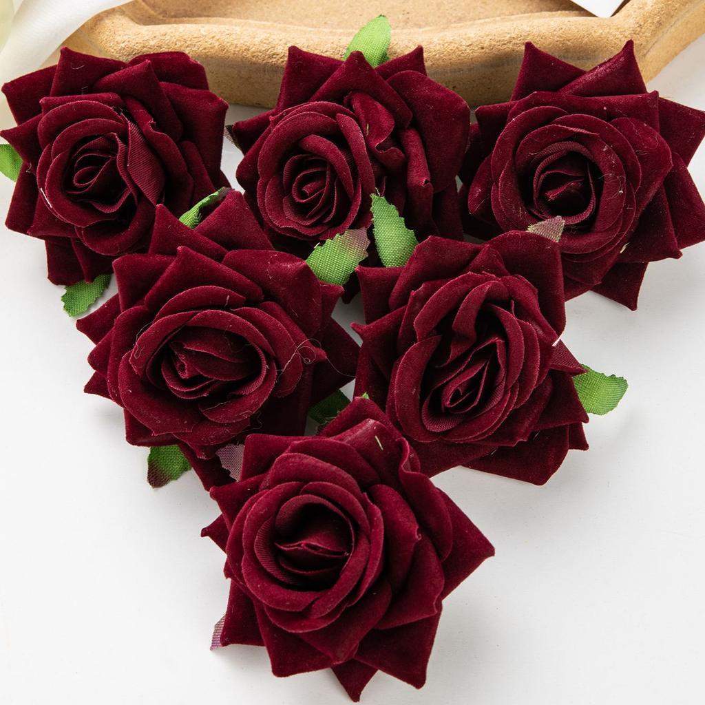 Artificial Flowers for Wedding Flannel Rose Wreath Home Room Festival Decor Diy Box Scrapbook Background Wall Crafts Fake Plants