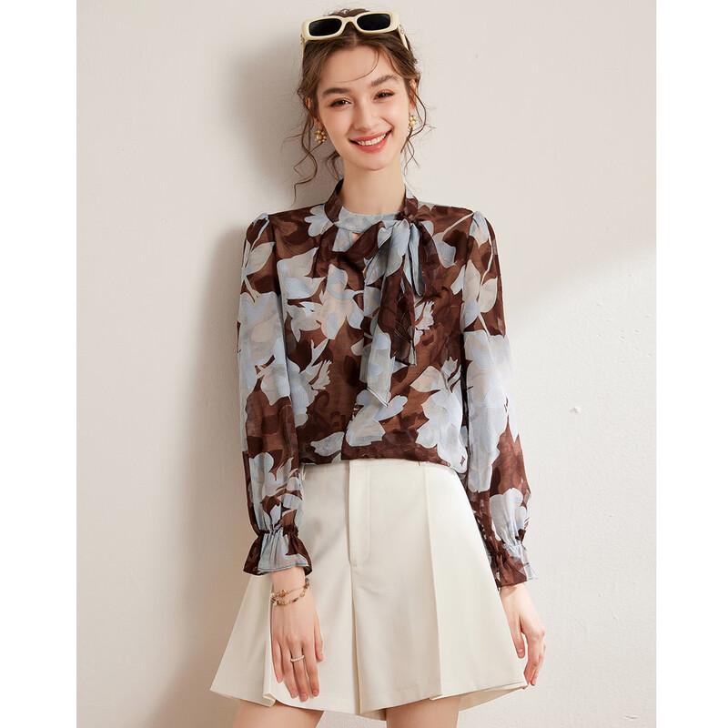 Bailuyu Women s Elegant Cutout Floral Pullover Blouse M
