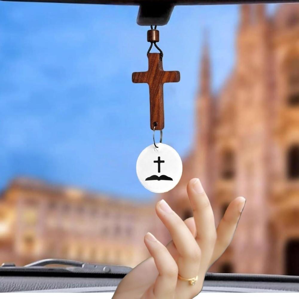 Handgefertigter NFC Bibelkreuz-Anhänger Holzkreuz Auto-Spiegel-Hänger Schmuck Geschenk