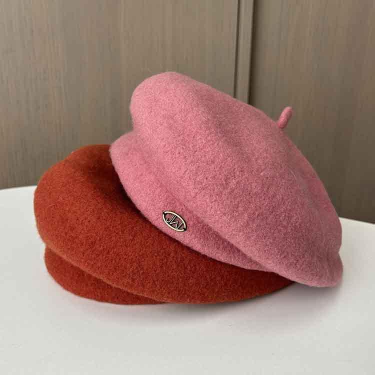 Autumn And Winter Wool Styling Beret British Retro Irregular Pleated Painter Hat Small Versatile Pumpkin Hat