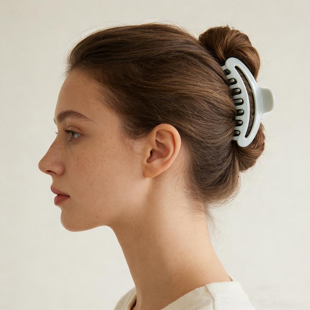 Jelly-colored hollow crescent hairpin PS high-end arc texture shark clip plate hair ponytail grip hair ornament