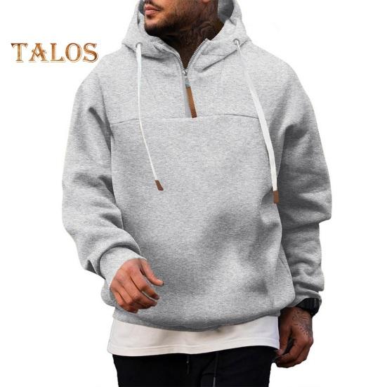 Herren Winter Hoodie Reißverschluss Halboffen Stehkragen Einfarbig Locker Pullover Sport Top Elastische Bündchen Halten Warm Alltagskleidung