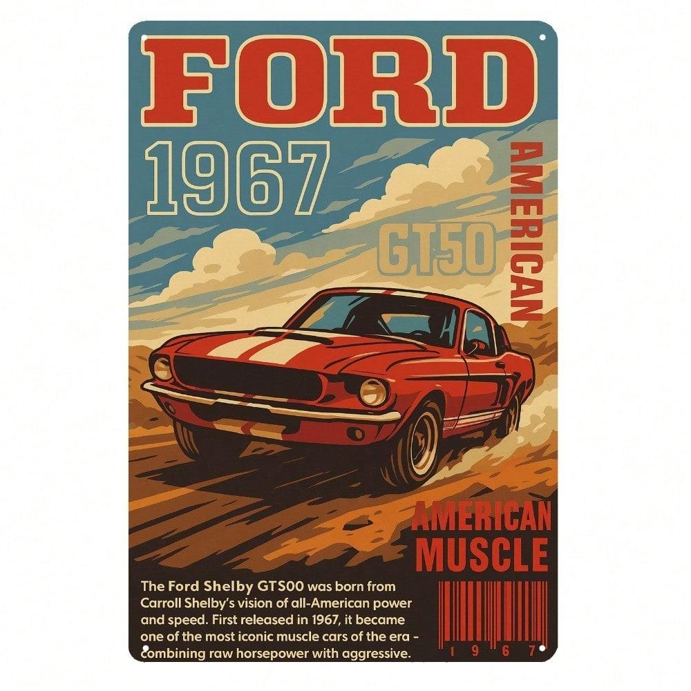 Shelby GT500 Plechová cedule Kovové nástěnné umění Vintage dekorace auta 20x30cm Americký svalovec