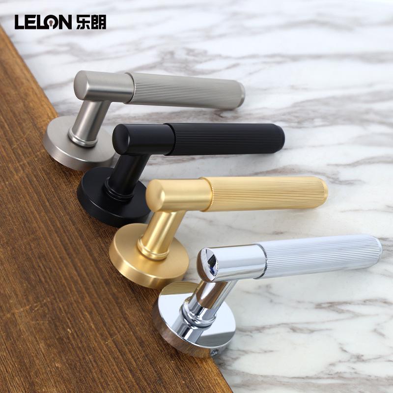 Minimalist Gold Knurled Zinc Alloy Interior Door Handle Lock