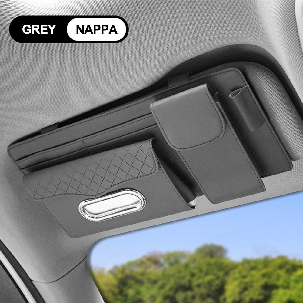 

Автомобильный солнцезащитный козырек, сумка-контейнер для хранения с держателем для салфеток, ручка, карта, DVD-органайзер, зажим для солнцезащитных очков, карман для хранения в автомобиле, аксессуары серый