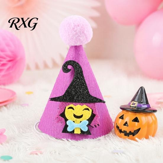 Ghost Pet Costume Halloween Pointed Hat, Cute Witch Pumpkin Cat Pom-pom Lightweight Hat for Cats And Small Dogs Holiday Party Accessory