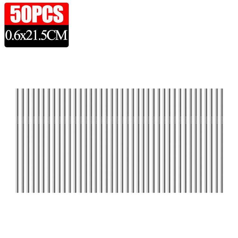 50/5x Stainless Steel Straw 304 Metal Drinking Straw for Party Kitchen Smoothie Milkshake Cocktail Hot Drinks Straight and Bent