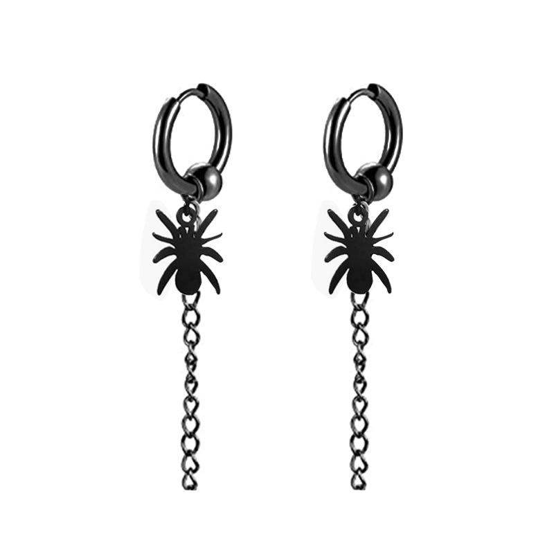Black Series Titanium Steel Punk Style Earrings - Unisex, Korean Fashion, Unique Design