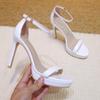 2025 Summer New White Catwalk Sandals Women's White Waterproof Table Heel Non-slip Temperament Women's Sandals