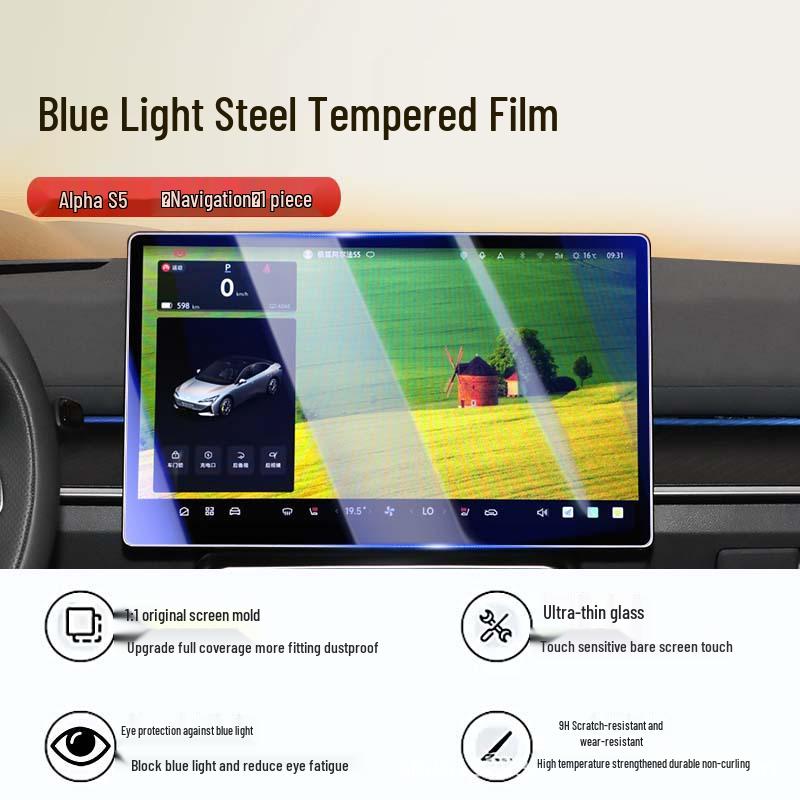 Tempered Glass Screen Protector for Jihu Alpha S5/T5 Center Control and Dashboard Navigation