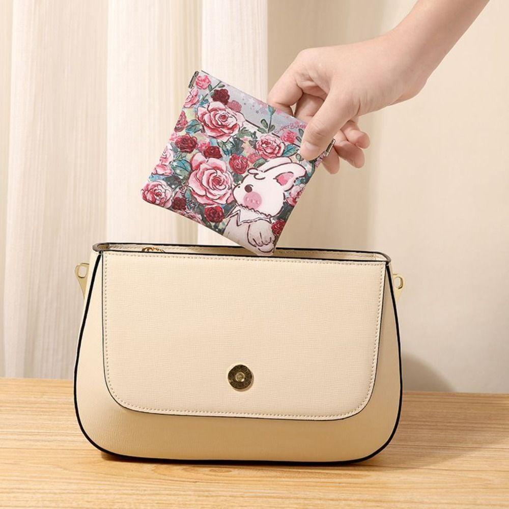 Print Mini Cosmetic Bag Flower Coin Purse Simple Lipstick Storage Bag  Jewelry Storage Bag