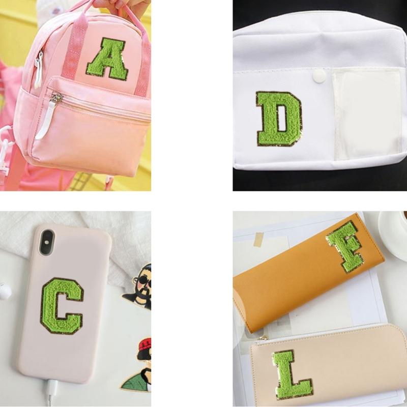 26Pieces Embroidered Letter Sew On Patches Embroidery Applique Letter Sew On Yarn Patches for Clothing Jeans Jackets