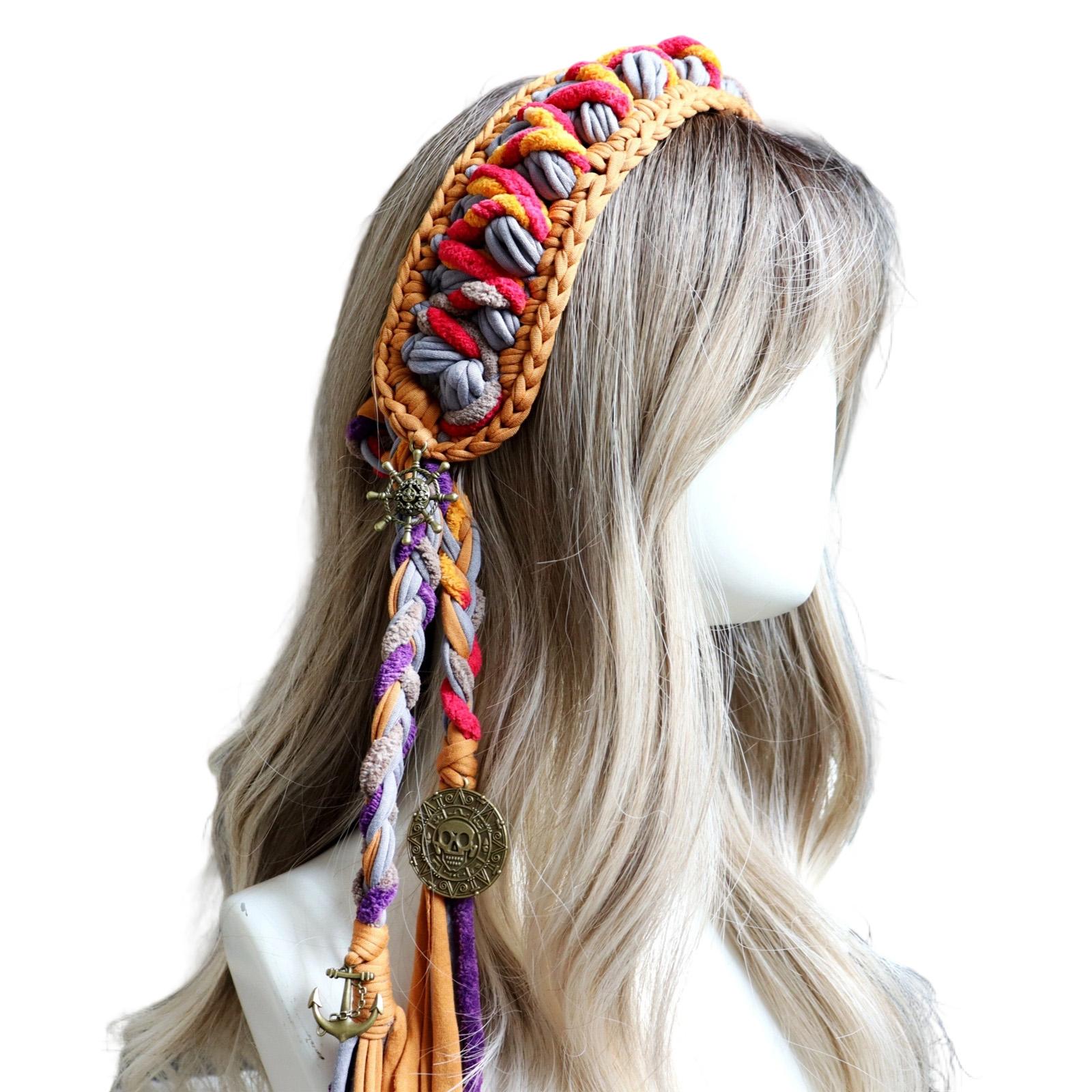 

Lightweight Knitted Bandana Hairband With Hippie Design Comfortable Headwrap For Sports Casual Or Formal Wear жёлтый