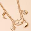 European and American style double-layer love sun moon anklet women's beach vacation alloy foot jewelry hot-selling models