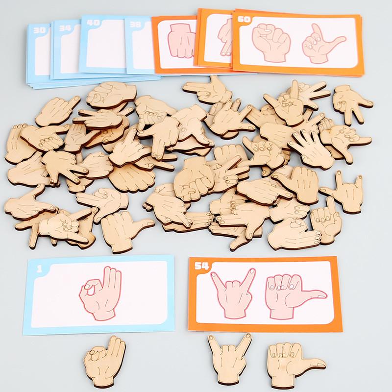 Early Childhood Wooden Gesture Matching Building Blocks Children Toy Puzzle