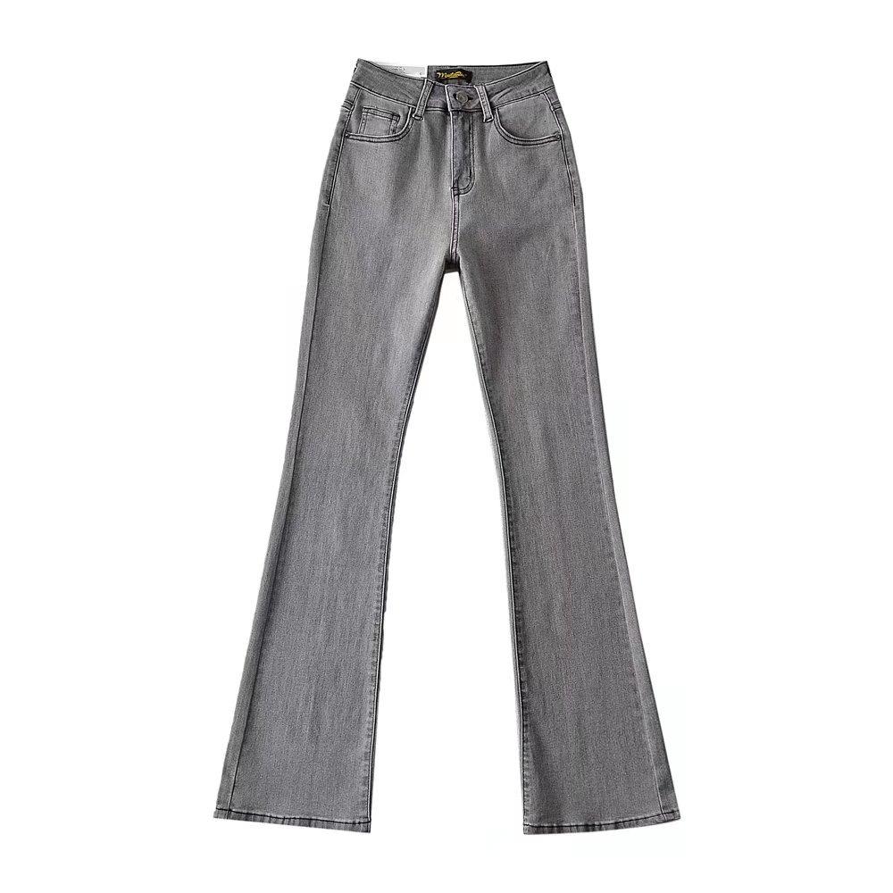 YPFF Trendy European & American Style Women's High Waist Slimming Flare Jeans with Heart Pocket.
