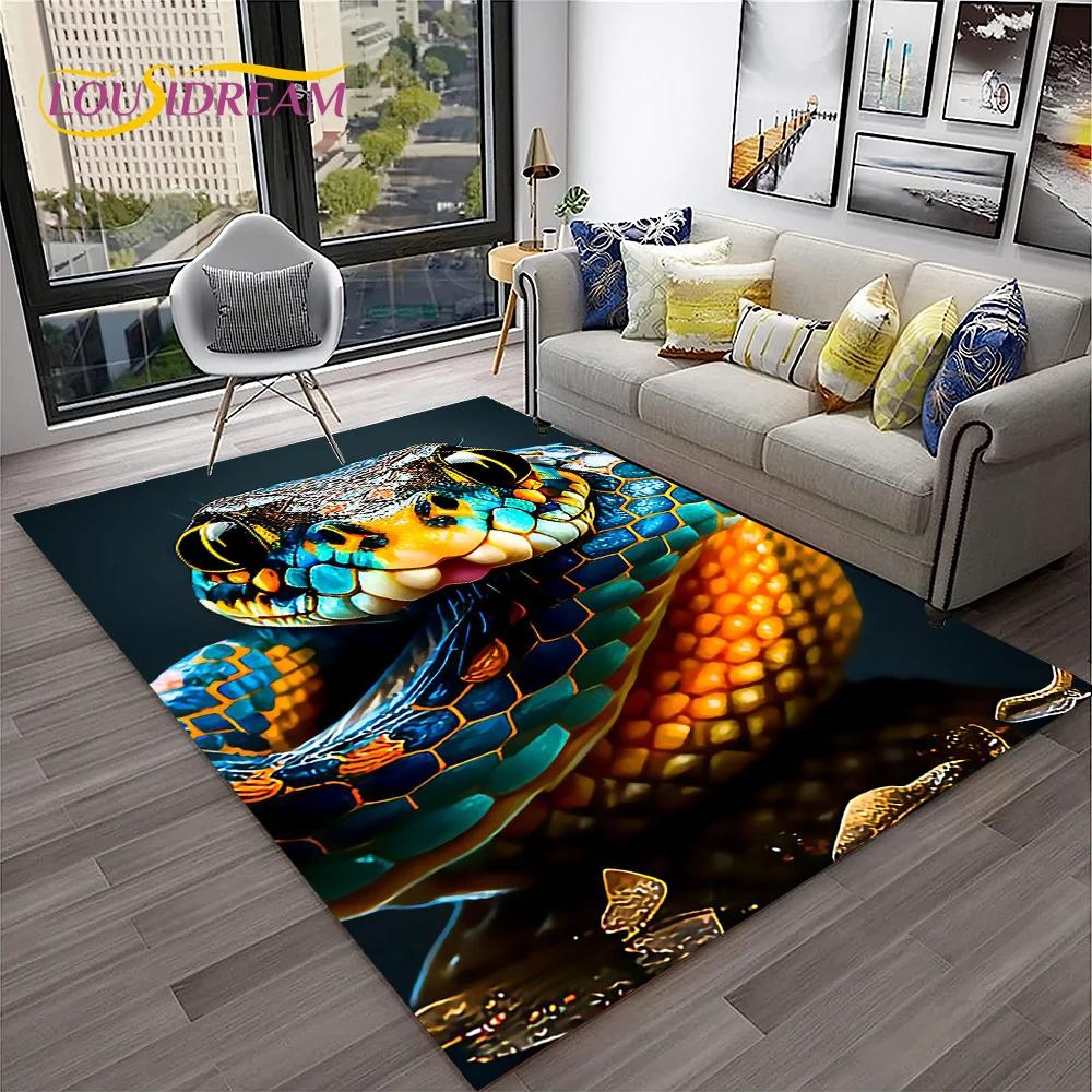 Gothic Serpent Viper 3D Python Snake Carpet Rug for Home Living Room Bedroom Sofa Doormat Decor,kids Area Rug Non-slip Floor Mat