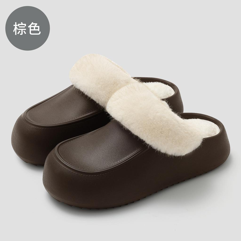 Waterproof cotton slippers, half a pack in autumn and winter, and home indoor warmth, velvet, non-slip and windproof cotton towers.