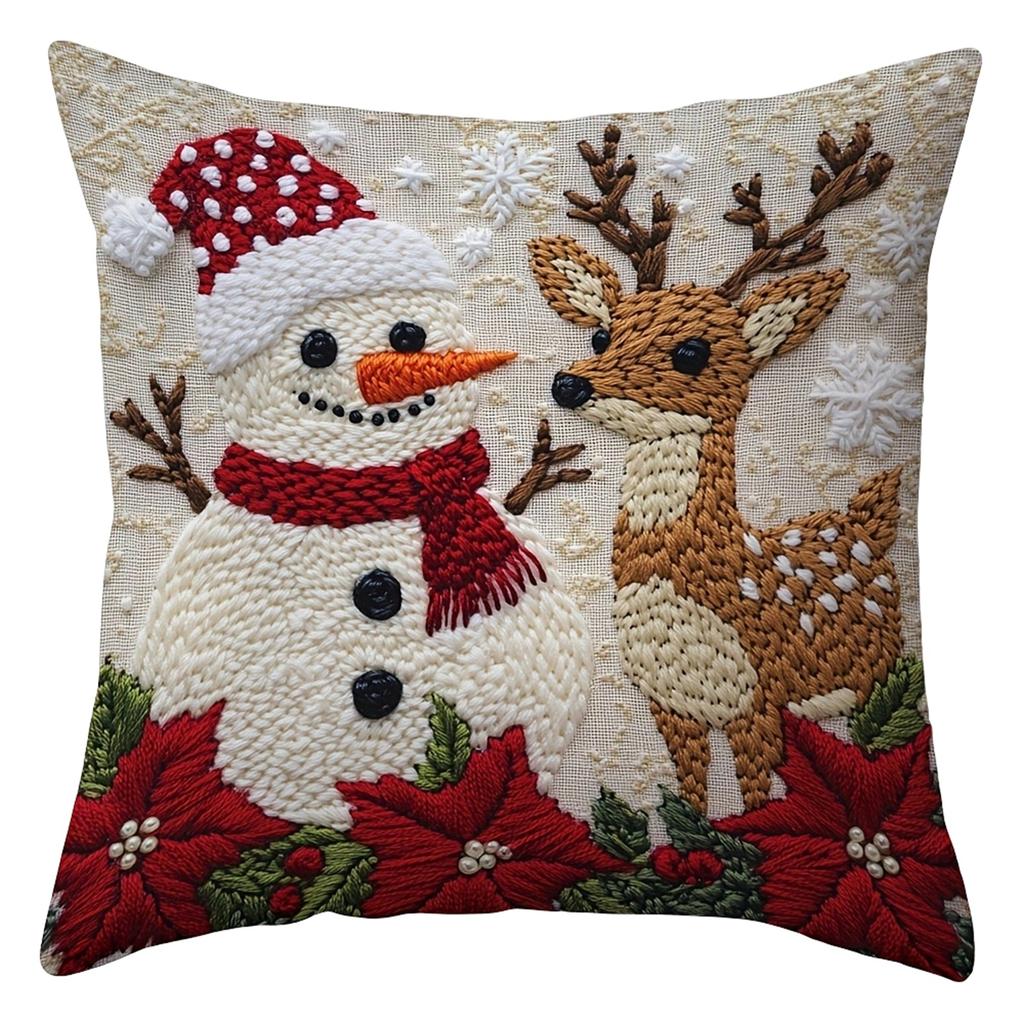 Seasonal Printed Christmas Linen Decorative Cover for Sofa Holiday Home Decor