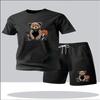 Summer Daily Casual Men's Set Outdoor Sports Men's Beach Shorts Urban Fashion Bear Print Men's Short Sleeve T-shirt Lightwe