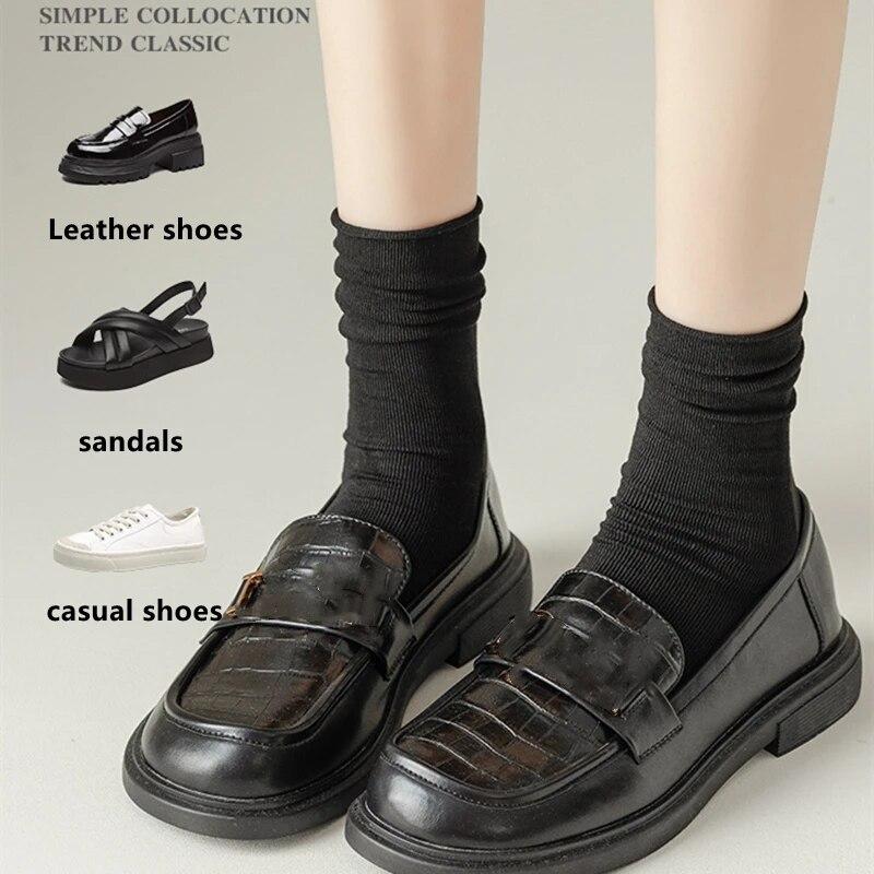 1/5/10 Pairs Thin Ice Silk Women's Long Tube Socks Summer Cool Mid Calf Socks Black and White Ice Ice Socks Pile Pile Ladies' Socks