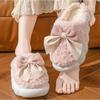 Winter Warm Fur Slippers for Women Cute Bow House Soft Shoes Comfort Flat Heel Home Indoor Bedroom Plush Slippers