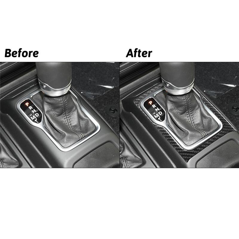 Carbon Fiber Car Gear Shift Panel Trim Cover Frame Decoration Stickers For Jeep Wrangler JL 2018-2025 Gladiator 2020-2025
