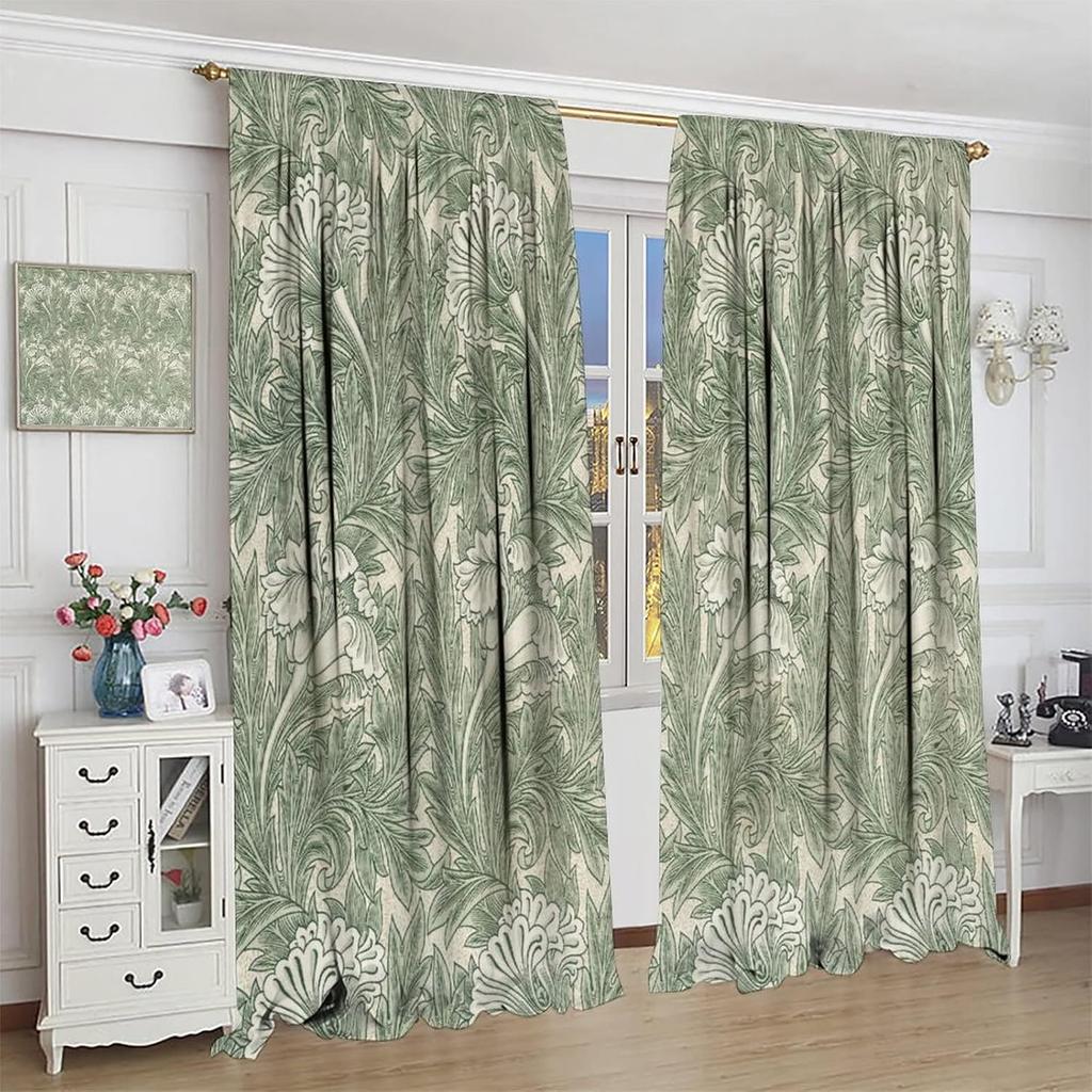 Blackout Bohemia William Morris Kunst Fenstervorhänge Blumen Laub Wohnzimmer Schlafzimmer Vorhang Vintage Polyester Mit Stangentasche Waschbar Fertig