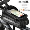 WILD MAN Bike Bag 2L Frame Front Tube Cycling Bag Bicycle Waterproof Phone Case Holder 7.4 Inches Touch Screen Bag