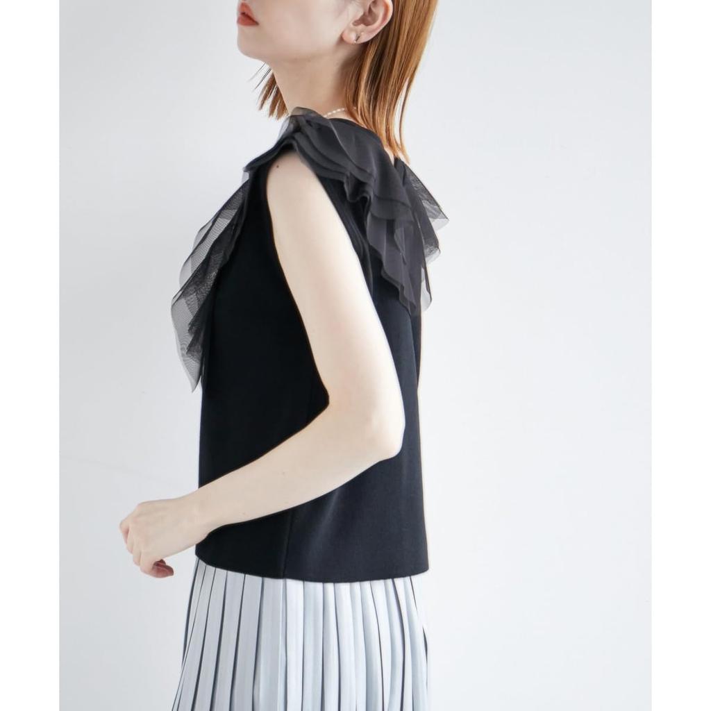 ROPE PICNIC emur Tulle Frill Knit, Women's, GDM24520, Off-White (15)