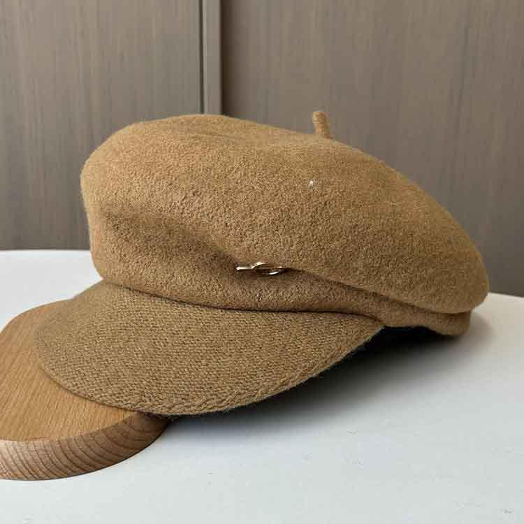 Autumn and Winter Woolen Thickened Newsboy Hat Female Star Anise Cap Elegant Painter Bud Hat